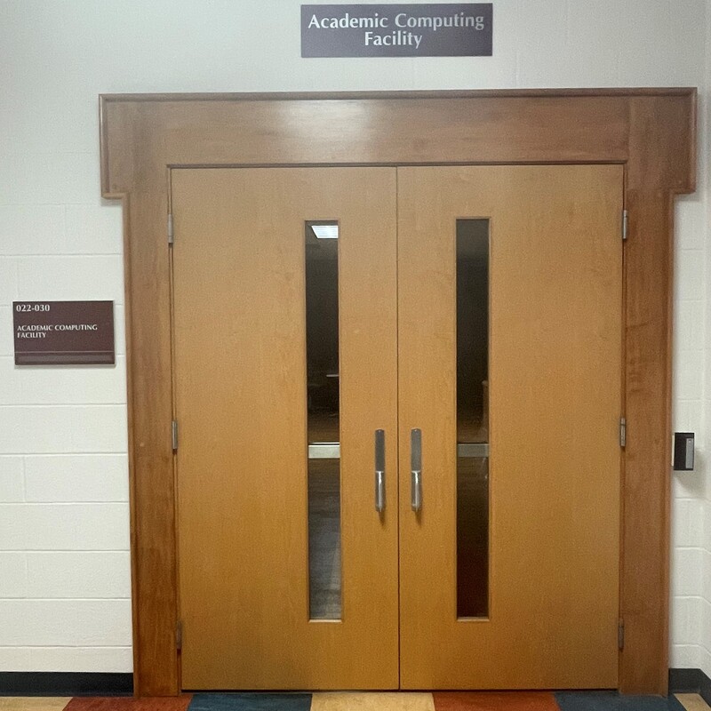 A picture of the entrance to the academic computing facility