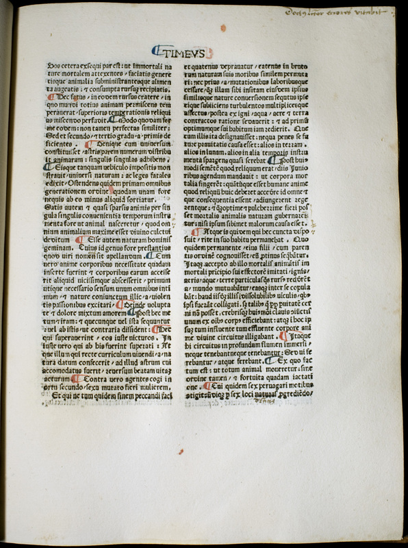Image of text in Latin in two column manuscript