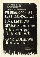 Poem on off white paper written on top of a dark black background that looks painted on.