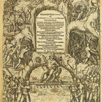 Title page with surrounding illustrations depicting people working in mines