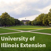 A picture of the University of Illinois quad with the words University of Illinois Extension. 